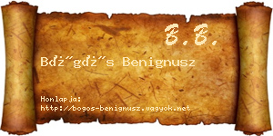 Bögös Benignusz névjegykártya